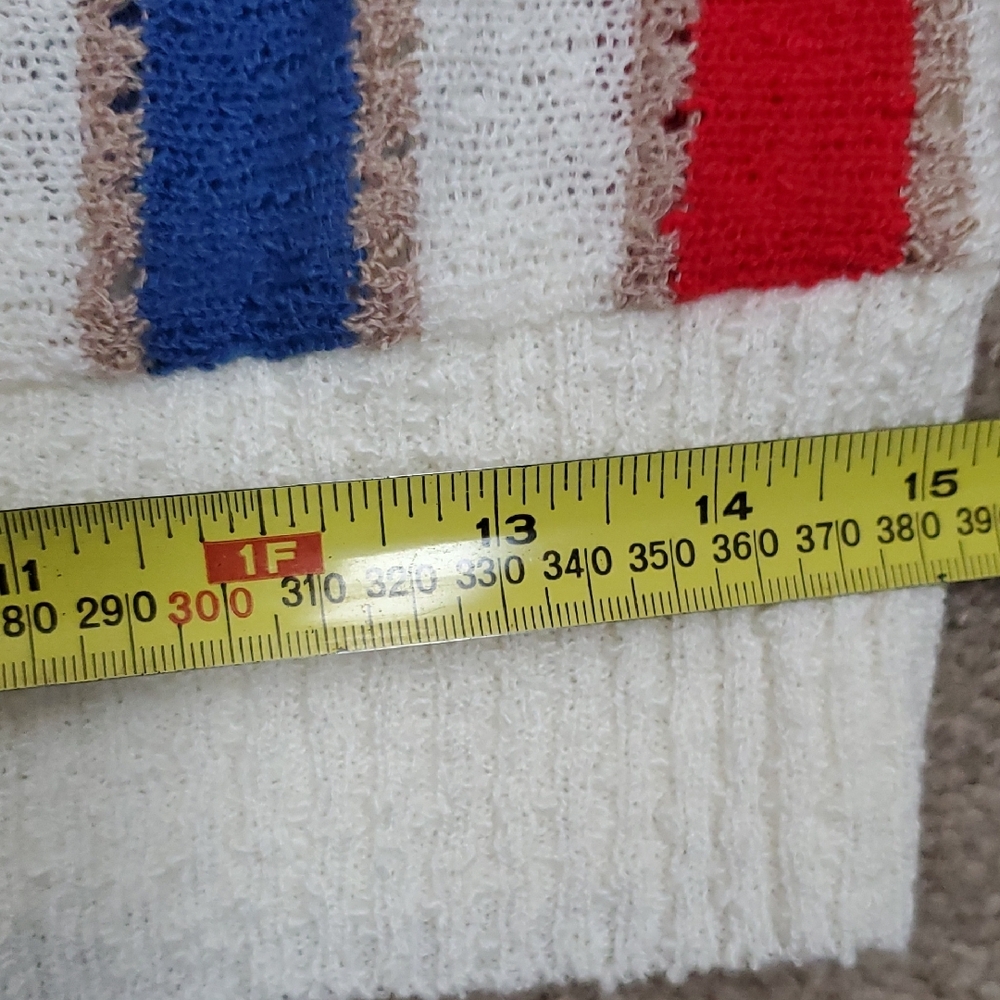 Vintage D'allaird's Cream Sleeveless Knit Sweater Top Red & Blue Stripes Sz M - Picture 8 of 11